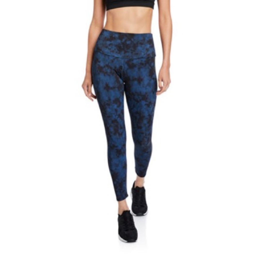 High Midi Leggings, Blue and Black Tie Die